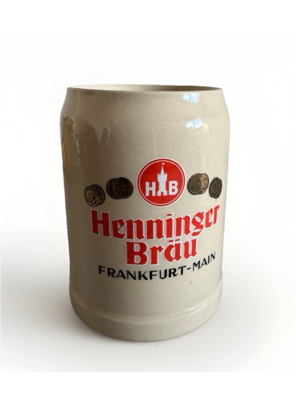 Vintage Gerz Henninger‎ Brau Frankfurt Beer Mug Stoneware Germany 0.5L Signed